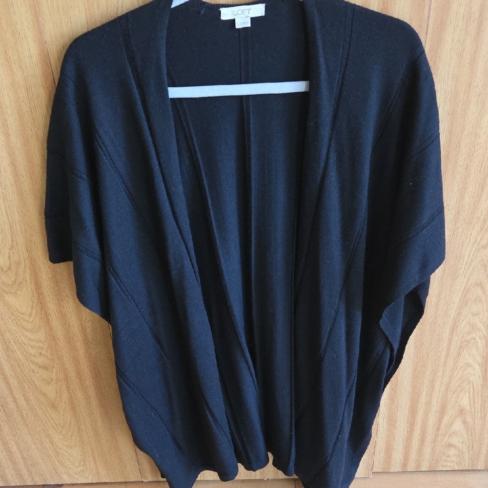LOFT Women's Black Poncho Short Sleeve Cardigan